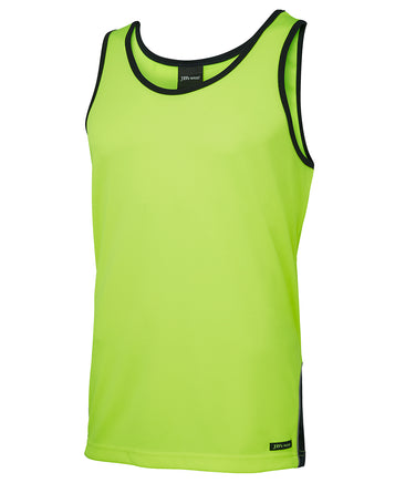 JBs Hi Vis Contrast Singlet Yellow Navy