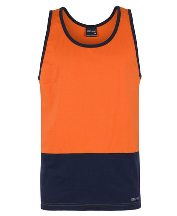 JBs Hi Vis Cotton Singlet Orange Navy