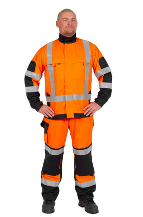 Daneunder Flame Resistant  Hi Vis Work Jacket (Front View) with optional pants